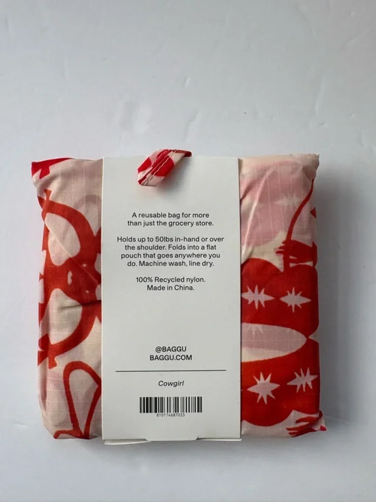 NWT BAGGU Standard Reusable Printed Tote Bag - Cowgirl - Picture 5 of 8